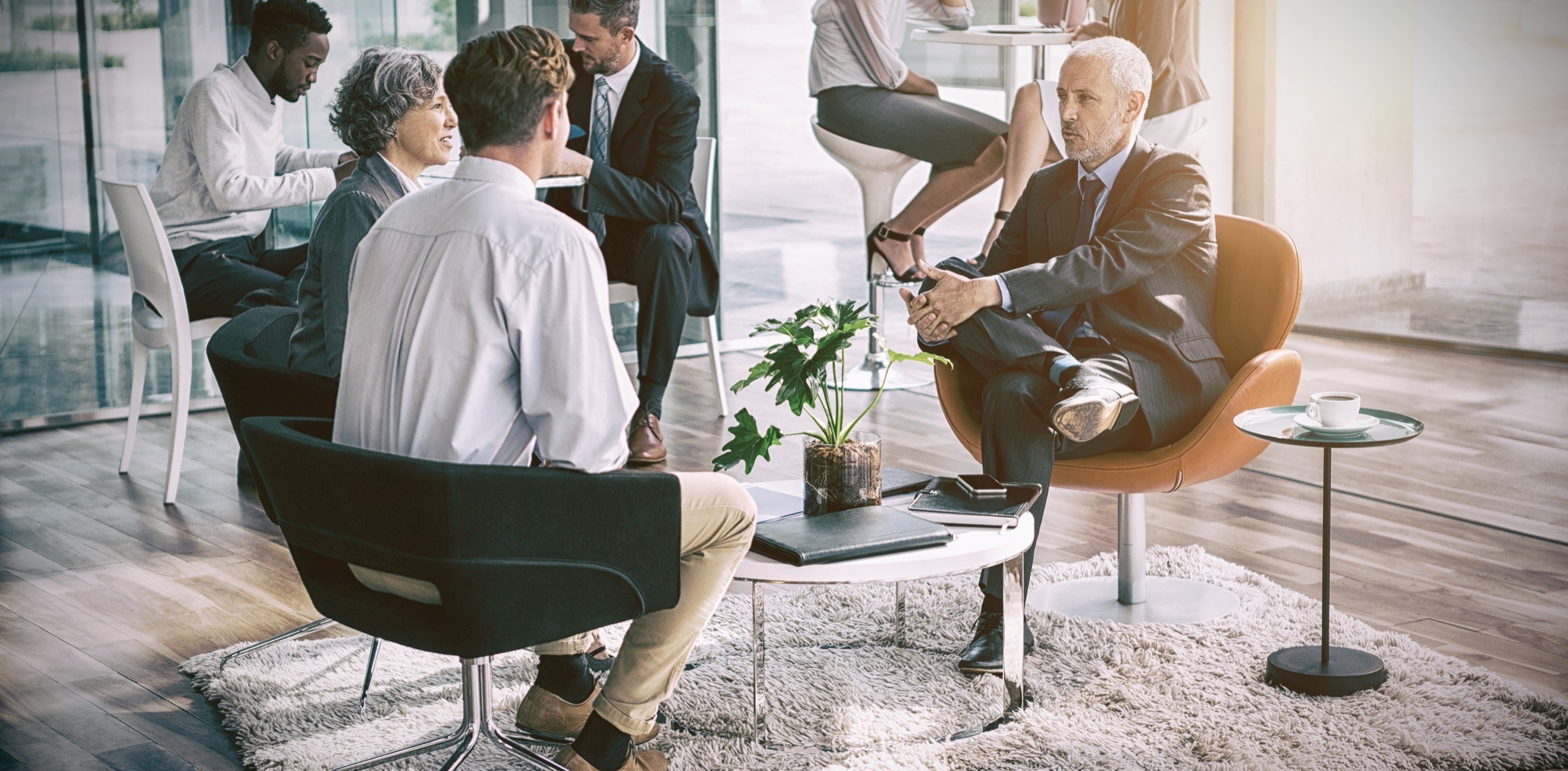 Business executive interacting with each other